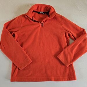 Lands‎ End Kids Quarter Zip Fleece Pullover Bright Orange Size S 8 Long Sleeve